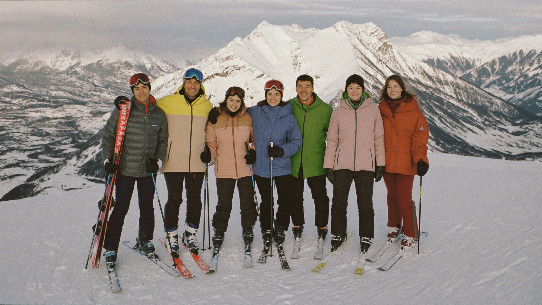 Group of skiers on a slope in Andorra