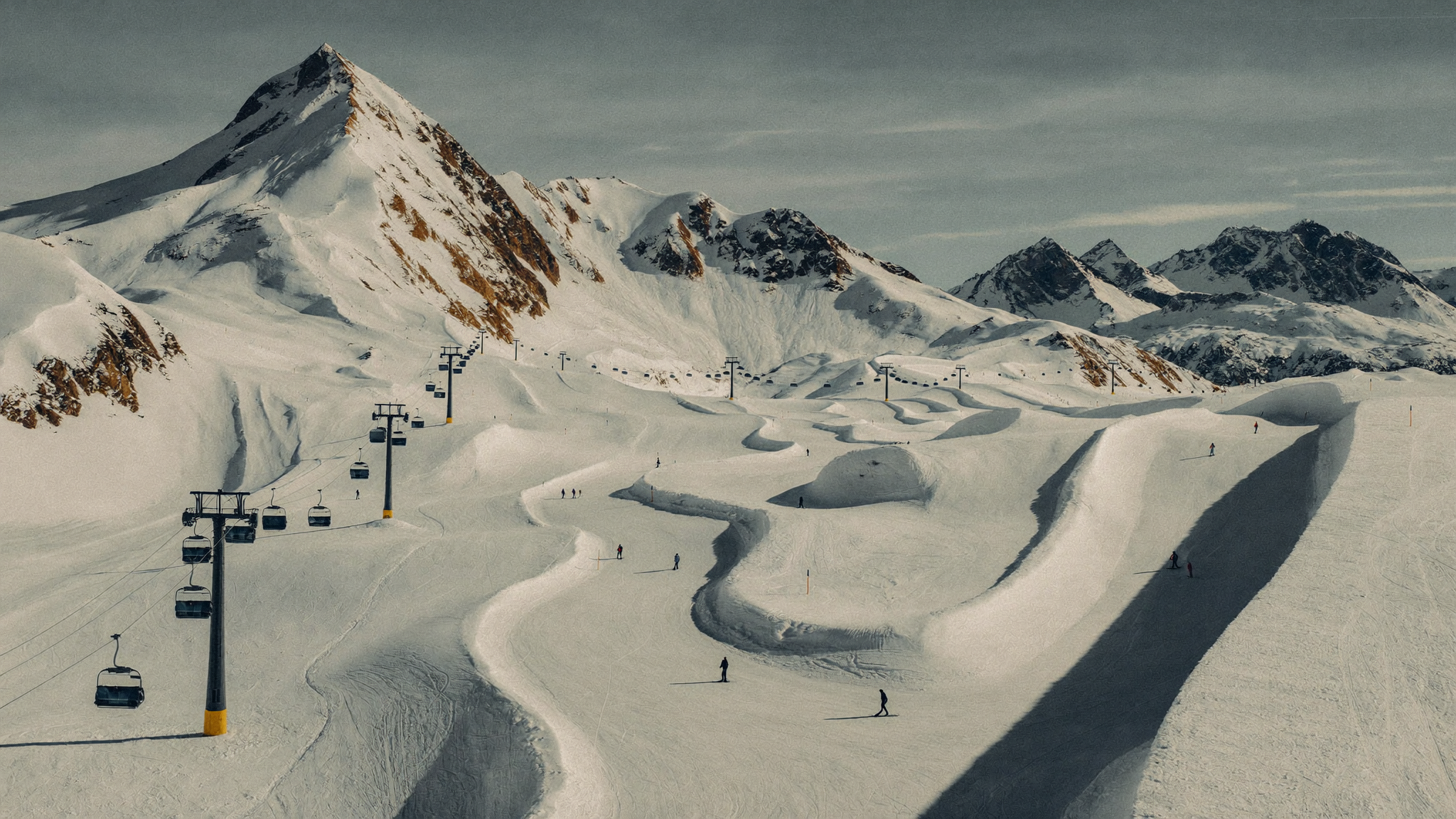 Groomed ski slopes at an Andorran resort