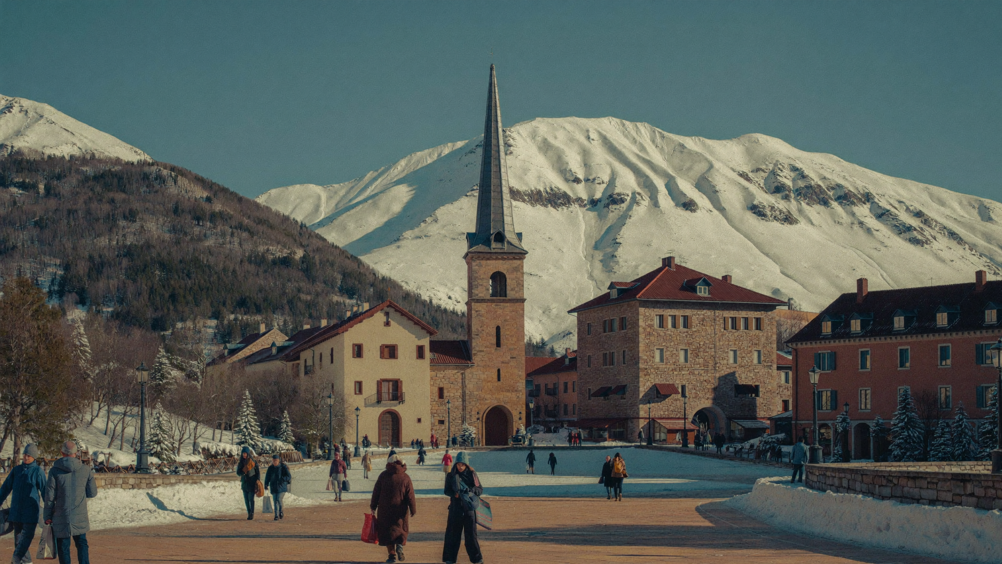 Snow-covered ridgeline in the Andorran Pyrenees