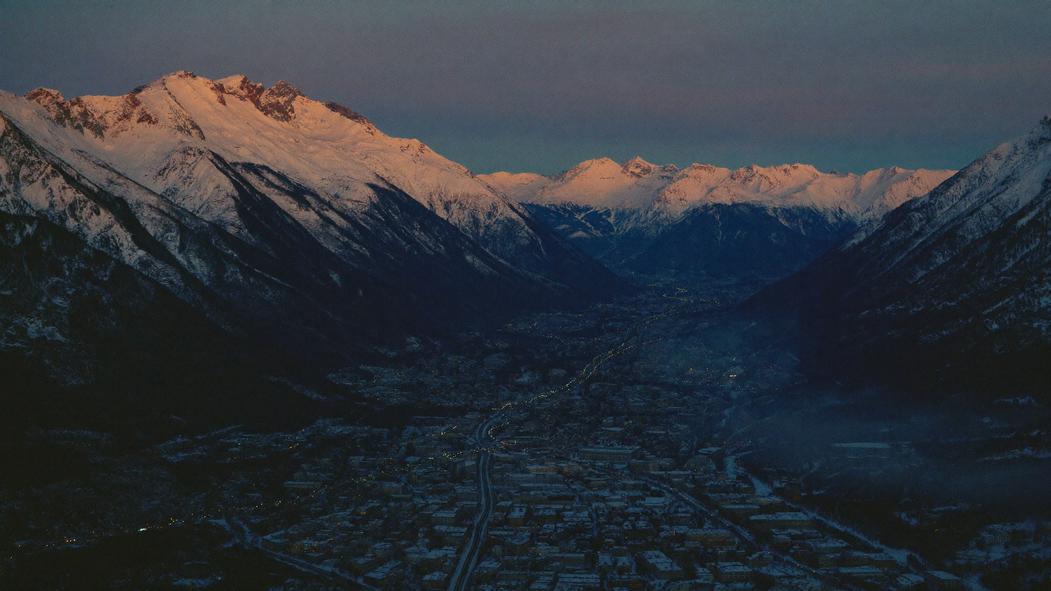 Winter valley view of the Andorran Pyrenees